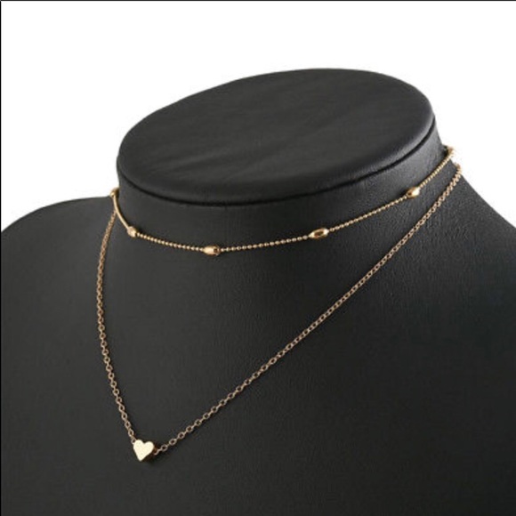 Double Layer Heart Necklace - Picture 3 of 6
